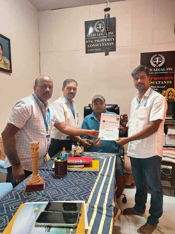 Certificate presented at the office